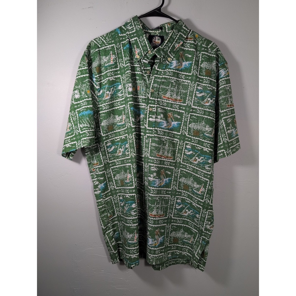 Reyn Spooner Traditional Shirt Hawaiian Button Up‎ XL Green